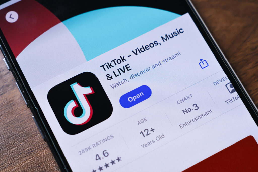TikTok AI training terms TikTok app shown on a mobile phone Tiktok ai training